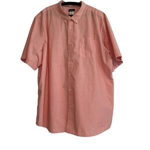 Basic Editions Mens Short Sleeve Button Shirt 5XLT Casual Office Outdoors Work
